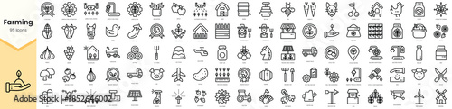 Set of farm icons icons. Simple line art style icons pack. Vector illustration