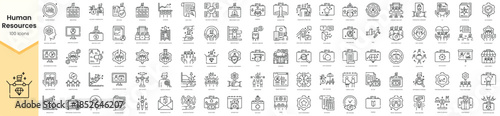 Set of human resources icons. Simple line art style icons pack. Vector illustration
