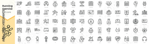 Set of running exercise icons. Simple line art style icons pack. Vector illustration
