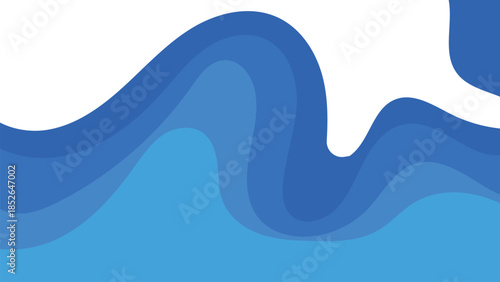 Abstract blue waveform papercut style background graphic design element with gradient effect.