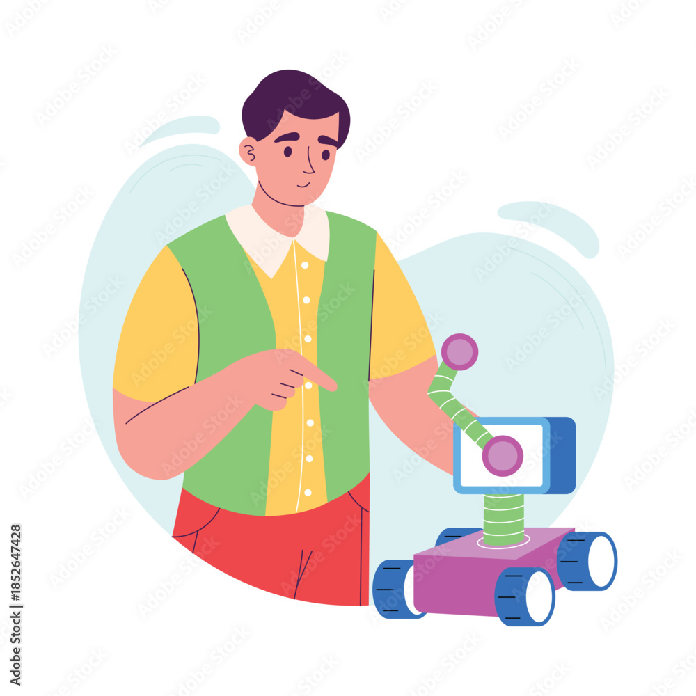 Fototapeta premium Video Recording flat vector character concept illustration. 