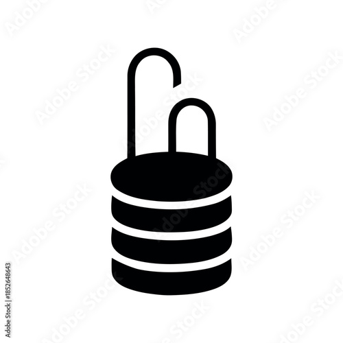 Weight plate gym strength training equipment outline vector icon-white background