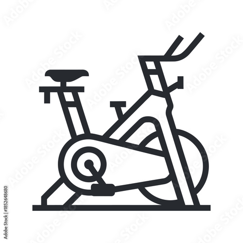 Exercise bike indoor cycling fitness equipment line icon
