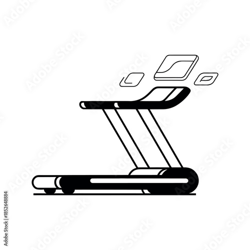 Treadmill cardio gym fitness running equipment line icon