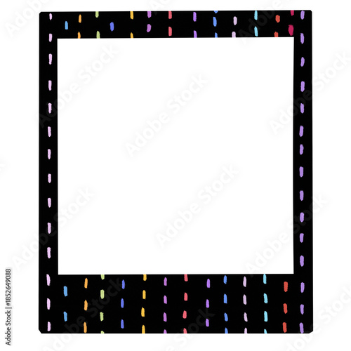 Black frame square shape with colorful dash lines vertical ornament illustration 