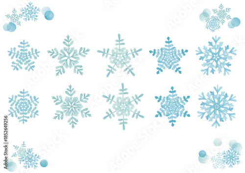 水彩風 雪の結晶セット Winter Series:Watercolor snowflake set
