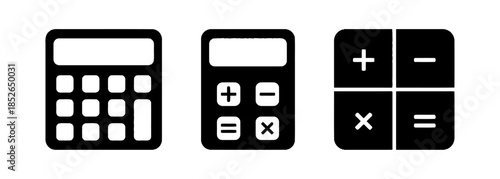 Calculator Icon Vector Symbol Illustration with Financial Accounting Math Equation and Numeric Device Graphic Concept Isolated on White Background Design