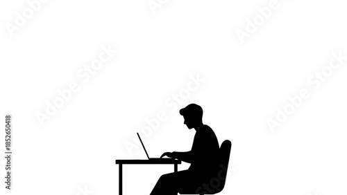 Person working on laptop with productivity icons and colorful background