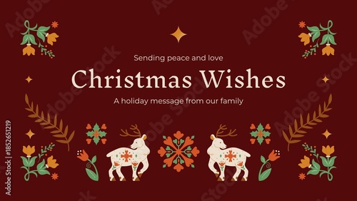 christmas greeting card with deer