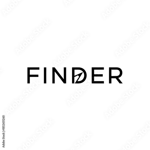 Black and white logo for finder with a stylized lightning bolt integrated into the letter d