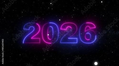 Wallpaper Mural Glowing neon 2026 new year countdown animation on planet earth, futuristic new year countdown intro in space background, business growth and innovation concept 4K. Torontodigital.ca
