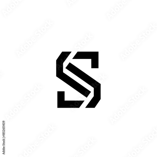 Black monogram letter s logo design, modern geometric initial s icon