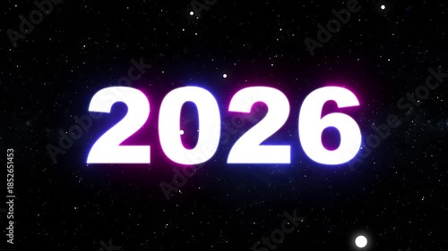 Wallpaper Mural Glowing neon 2026 new year countdown animation on planet earth. 2026 concept of new year beginning, happy celebration, festival, new life, growth of business, investment, innovation. Torontodigital.ca