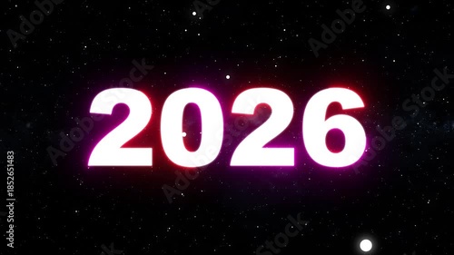 Wallpaper Mural Glowing neon 2026 new year countdown animation on planet earth. 2026 concept of new year beginning, happy celebration, festival, new life, growth of business, investment, innovation. Torontodigital.ca