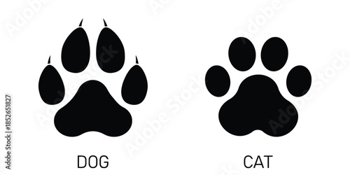 Cat and dog paw print icon vector illustration
