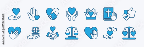 Charitable Heart Icons Collection Depicting Acts Of Kindness And Love Representing Support And Generosity In Various Humanitarian Contexts And Social Welfare Scenarios