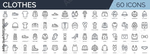 Clothing apparel icon set for fashion and style