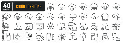Cloud computing icon set technology data connection storage network
