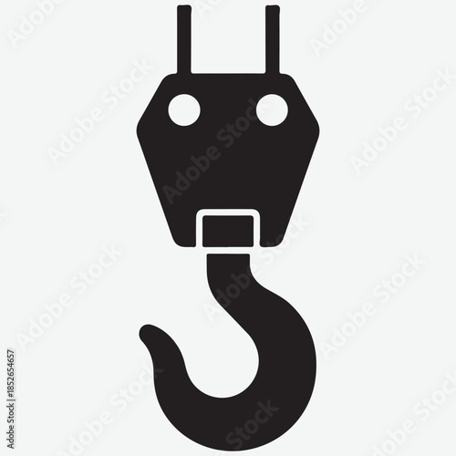 Silhouette of a crane hook on transparent background Crane hook icon. heavy equipment or construction icon isolated on white background