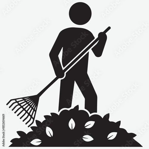 Construction Worker Shoveling Soil Silhouette Vector Illustration Silhouette of agricultural worker cleaning vineyard harvester after harvest