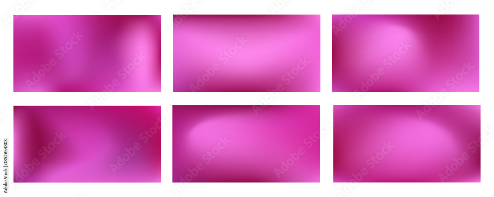 Fototapeta premium Collection of abstract fuchsia mesh gradient vector background