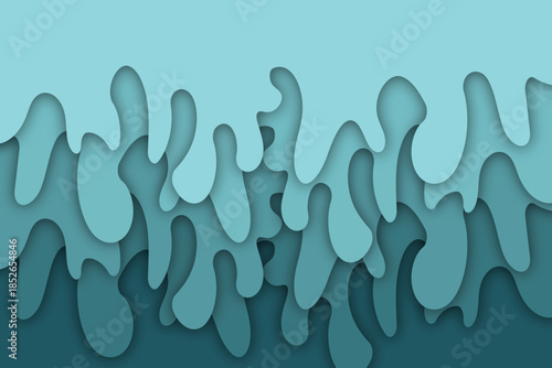 Abstract organic shapes layered in cool blue tones with soft shadows creating depth and smooth fluid motion background