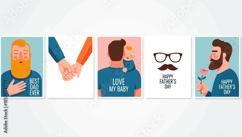 fathers day card with super dad and son characters