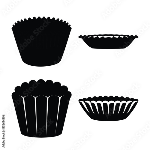 Baking cup and tart mold silhouettes for confectionery design