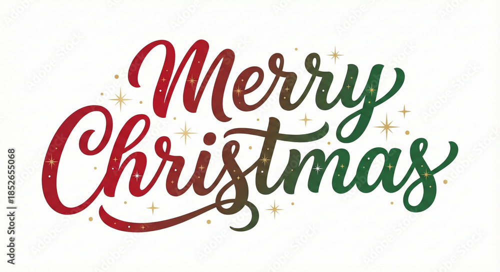 Obraz premium Merry Christmas festive holiday greeting with sparkling stars