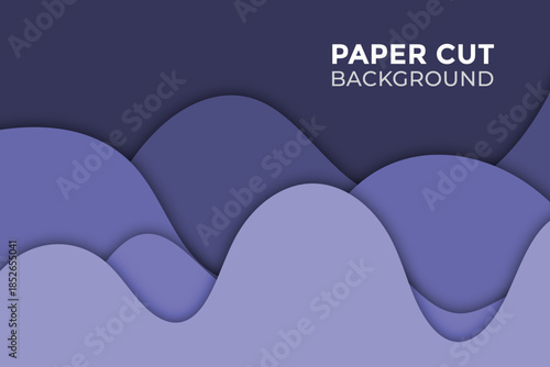 Paper cut background with wavy purple shapes and text space for elegant presentations and creative graphic designs