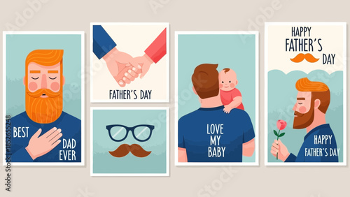 fathers day card with super dad and son characters