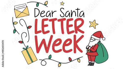 Santa Claus with big green sack during Dear Santa Letter Week celebration