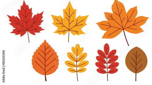 Vibrant collection of autumn leaves in warm seasonal colors