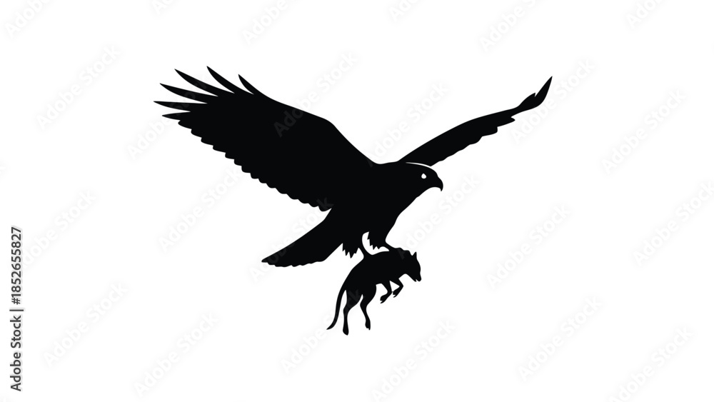 Obraz premium Majestic eagle swooping down to catch small prey in mid air