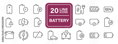 Collection of battery line icon vector illustration