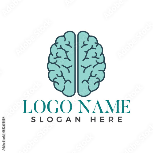 Minimalist Blue Brain Outline Logo Template for Medical or Branding Use