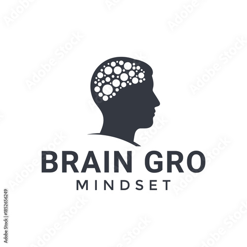 Human Head Silhouette with Bubble Brain Pattern for Cognitive Processing and Mental Clarity