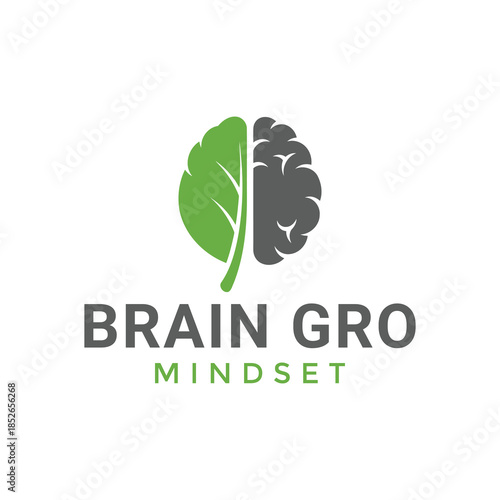 Half Leaf Half Brain Concept for Organic Growth and Sustainable Thinking Logo