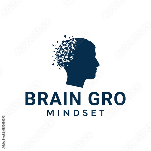 Modern Human Head Silhouette with Geometric Breaking Effect for Digital Mindset