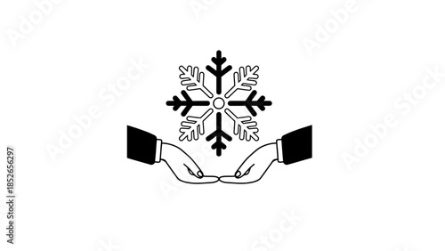Hands cradling a large snowflake with care and precision