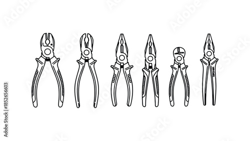 Variety of pliers for gripping and bending tasks
