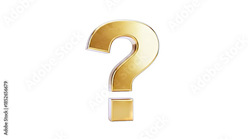Golden Question Mark on White Background