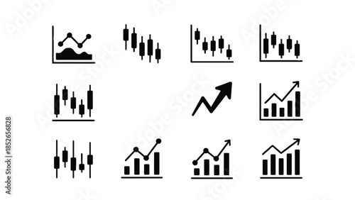 Business growth and finance icons for market analysis and strategy
