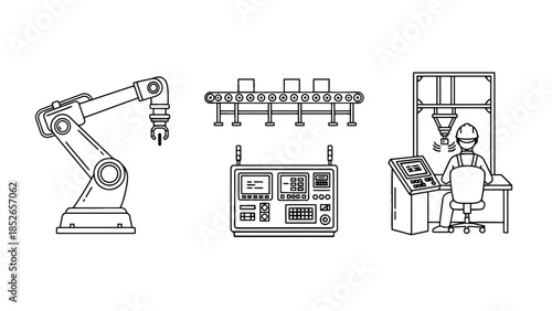 Industrial automation with robotic arm and worker