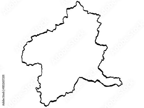 群馬県地図 筆タッチ 和風 関東 東日本 / A brushstroke map of Gunma prefecture