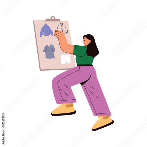 Mood Board Design flat vector character concept illustration. 