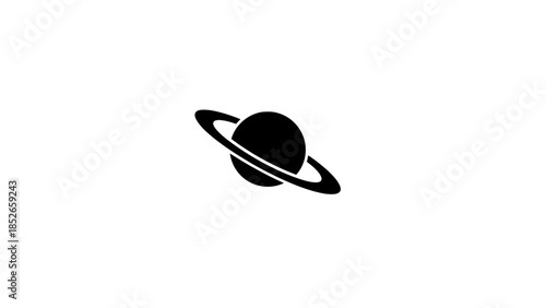 Saturn planet icon black silhouette with ring in space astronomy symbol