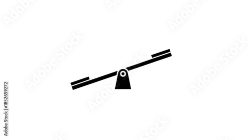 Simple black seesaw illustration on white background for balance and play concepts