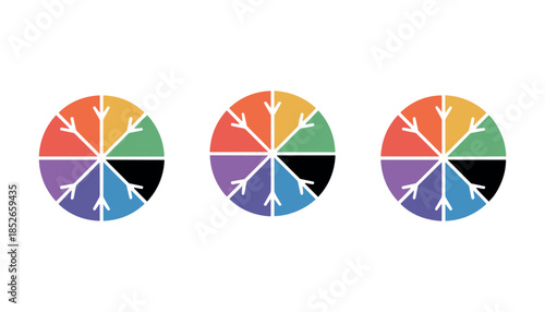 Color wheel charts with white lines and branches on a white background color chart color palette color scheme