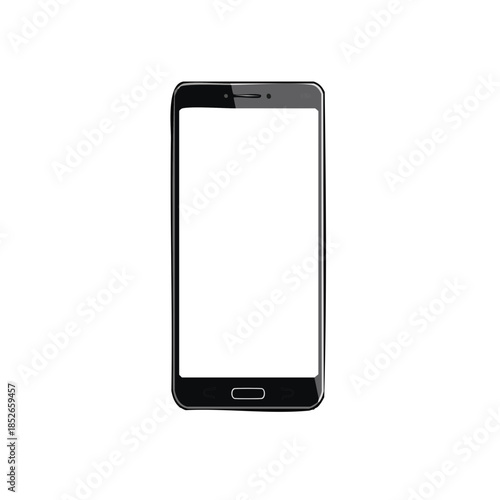 シンプルなスマートフォンのベクターイラスト モノクロ、ミニマルのスマホアイコン素材